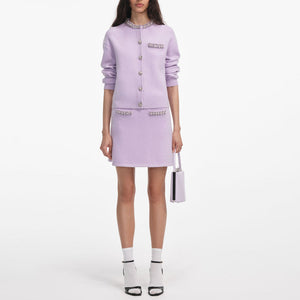 Rhinestone Cardigan & Mini Skirt Set – Purple-1 Skirt Set – Winteres