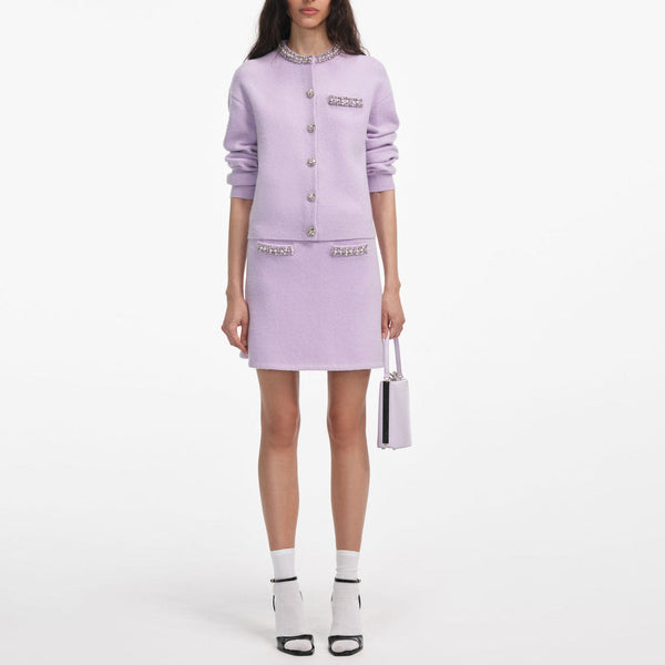 Rhinestone Cardigan & Mini Skirt Set – Purple-1 Skirt Set – Winteres