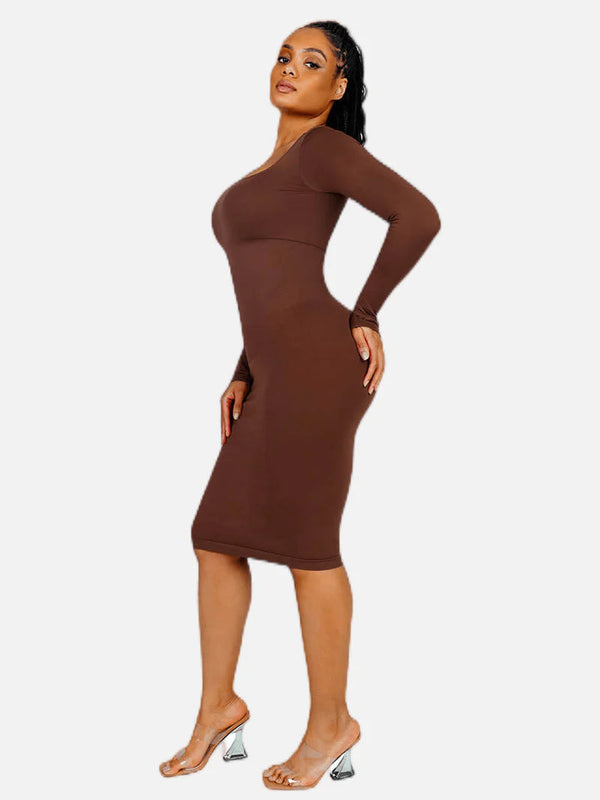 Long Sleeve Bodycon Dress with Built-in Shapewear Winteres