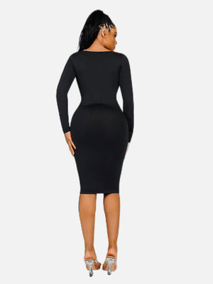 Long Sleeve Bodycon Shapewear Dress – Casual Slimming Wear Winteres