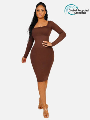 Long Sleeve Bodycon Dress with Built-in Shapewear Winteres