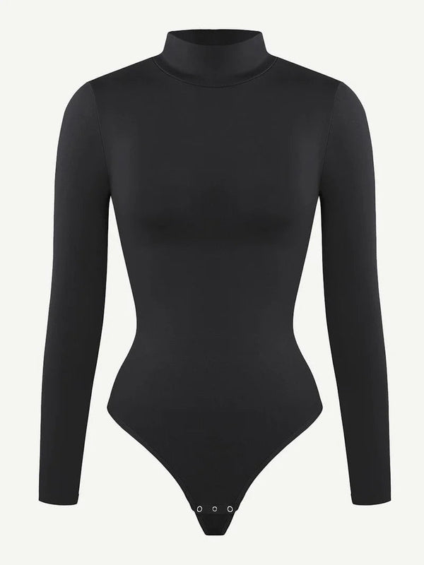 Seamless Eco-friendly Turtle Neck Long - Sleeve Thong Bodysuit Winteres