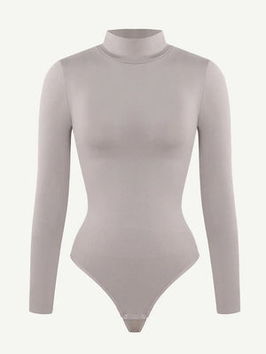 Seamless Eco-friendly Turtle Neck Long - Sleeve Thong Bodysuit Winteres