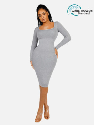 Long Sleeve Bodycon Dress with Built-in Shapewear Winteres